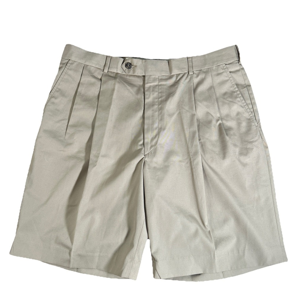Pendleton Shorts Men's 35 Khaki Pleated 9" Chino Classic Preppy Golf Cotton Poly
